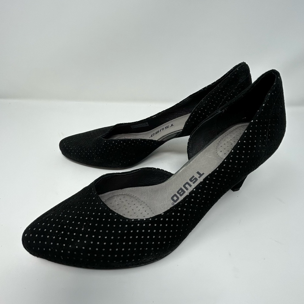 Tsubo Women's Black D'orsay Suede perforated Pumps Open Arch Size 7 1004676